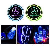 Car LED Cup Mat Water Holder Light  Atmosphere Emblem Accessories