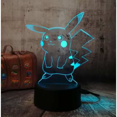 Pokemo Series Pikachu Bulbasaur 3D LED Illusion Light